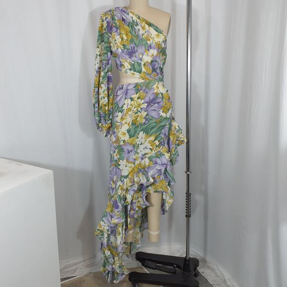 Bronx And Banco 'Tropics' Purple Maxi Dress Size L - Picture 2 of 6